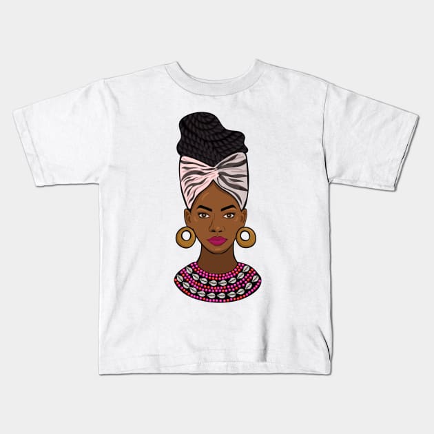 African woman Kids T-Shirt by Mako Design 